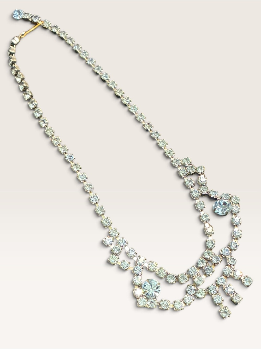 Light Blue Rhinestone Statement Necklace - Picture 2 of 5